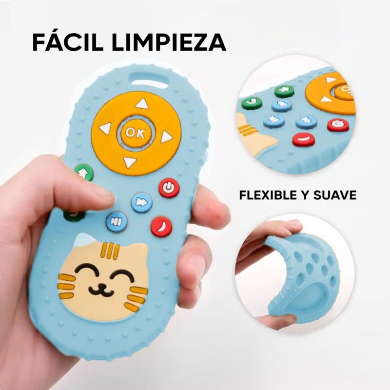 Masticador de silicón para bebés Control Remoto Celeste Úpale - Imagen 2