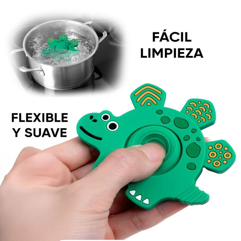 Masticador de silicón para bebés Dino Verde Úpale - Imagen 3