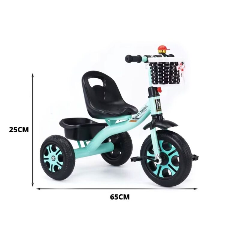Triciclo Turquesa Con Canasta para niños Tejida Úpale - Imagen 2
