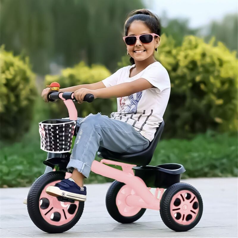 Triciclo Rosa Con Canasta Tejida para niñas Úpale - Imagen 3