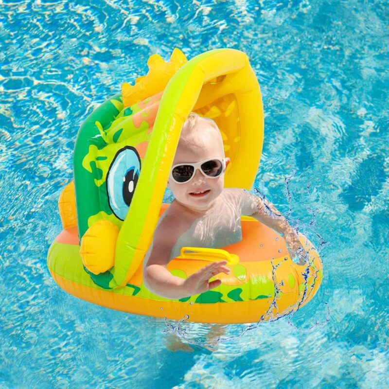 Flotador De Piscina con Techo Inflable para bebés Amarillo - Imagen 4