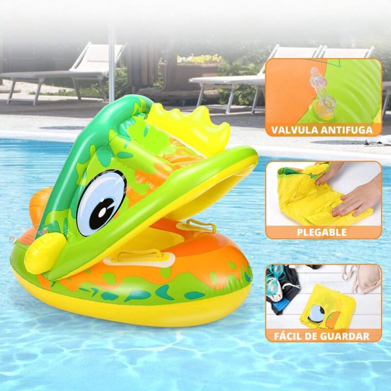 Flotador De Piscina con Techo Inflable para bebés Amarillo - Imagen 3