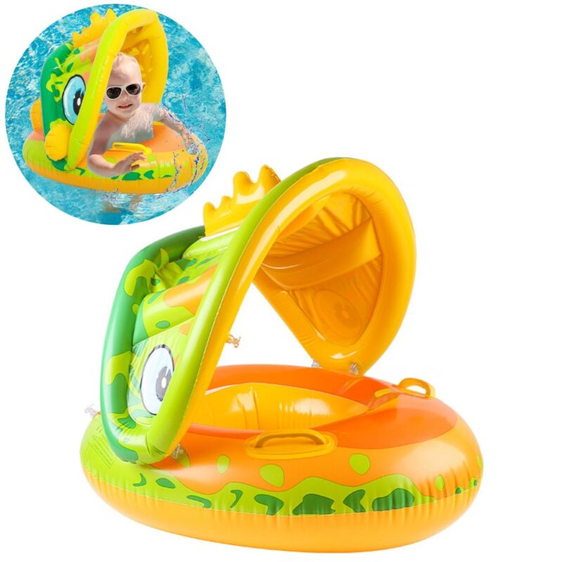 Flotador De Piscina con Techo Inflable para bebés Amarillo