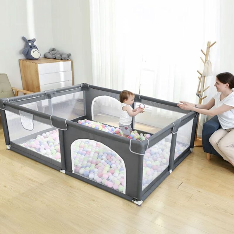 CORRAL PARA BEBÉ FUNKIDS GRIS 120X180 CM  ÚPALE - Imagen 5