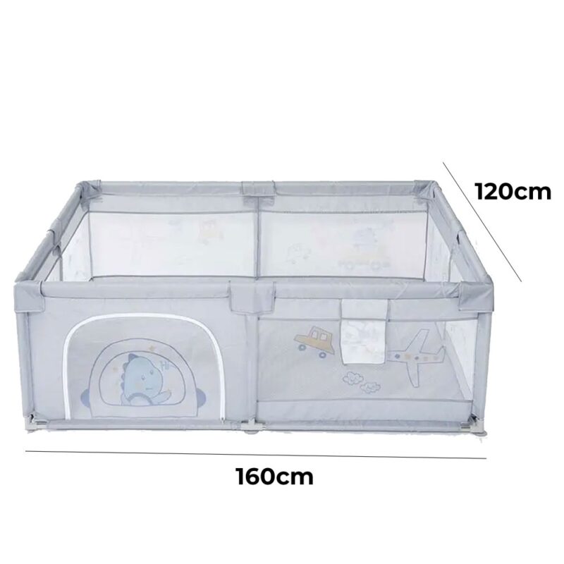 CORRAL PARA BEBÉ FUNKIDS  DINOSAURIO GRIS 120X160 CM  ÚPALE - Imagen 2
