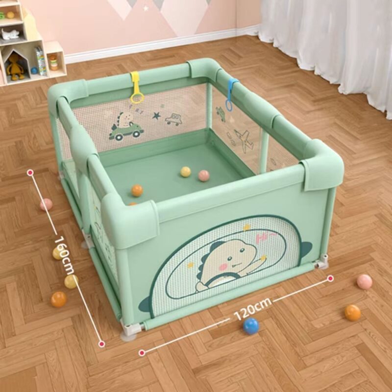 CORRAL PARA BEBÉ FUNKIDS  DINOSAURIO VERDE CON PELOTAS  120X160 CM  ÚPALE - Imagen 3