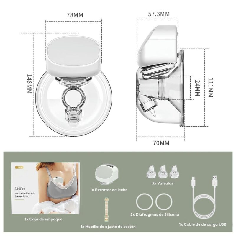 Extractor Eléctrico de Leche Materna Inalámbrico S10 Gris Pro Úpale - Imagen 6
