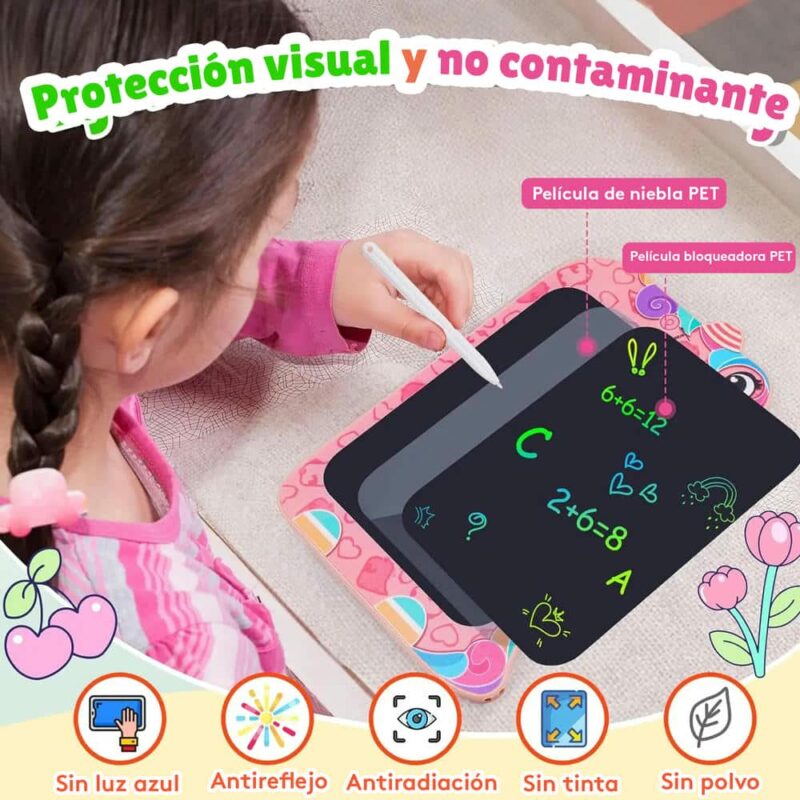 Tablet Para Niños LCD Multicolor 23x16cm Rosa Úpale - Imagen 3