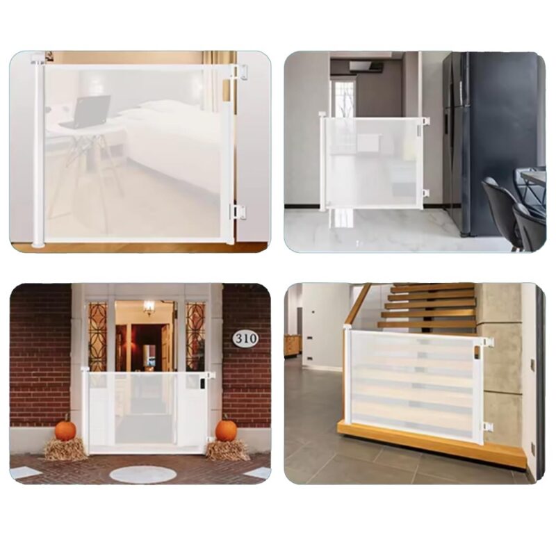 Puerta retráctil para protección de bebés Blanca 140 x 86 cm Úpale - Imagen 5