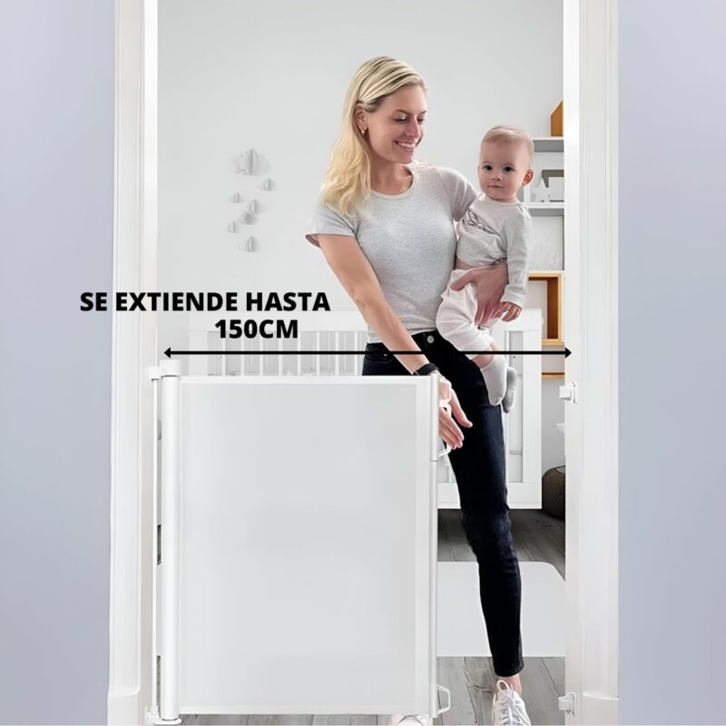 Puerta retráctil para protección de bebés Blanca 140 x 86 cm Úpale - Imagen 3