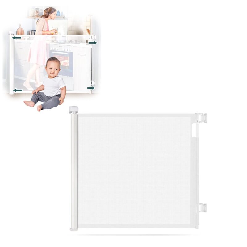 Puerta retráctil para protección de bebés Blanca 140 x 86 cm Úpale